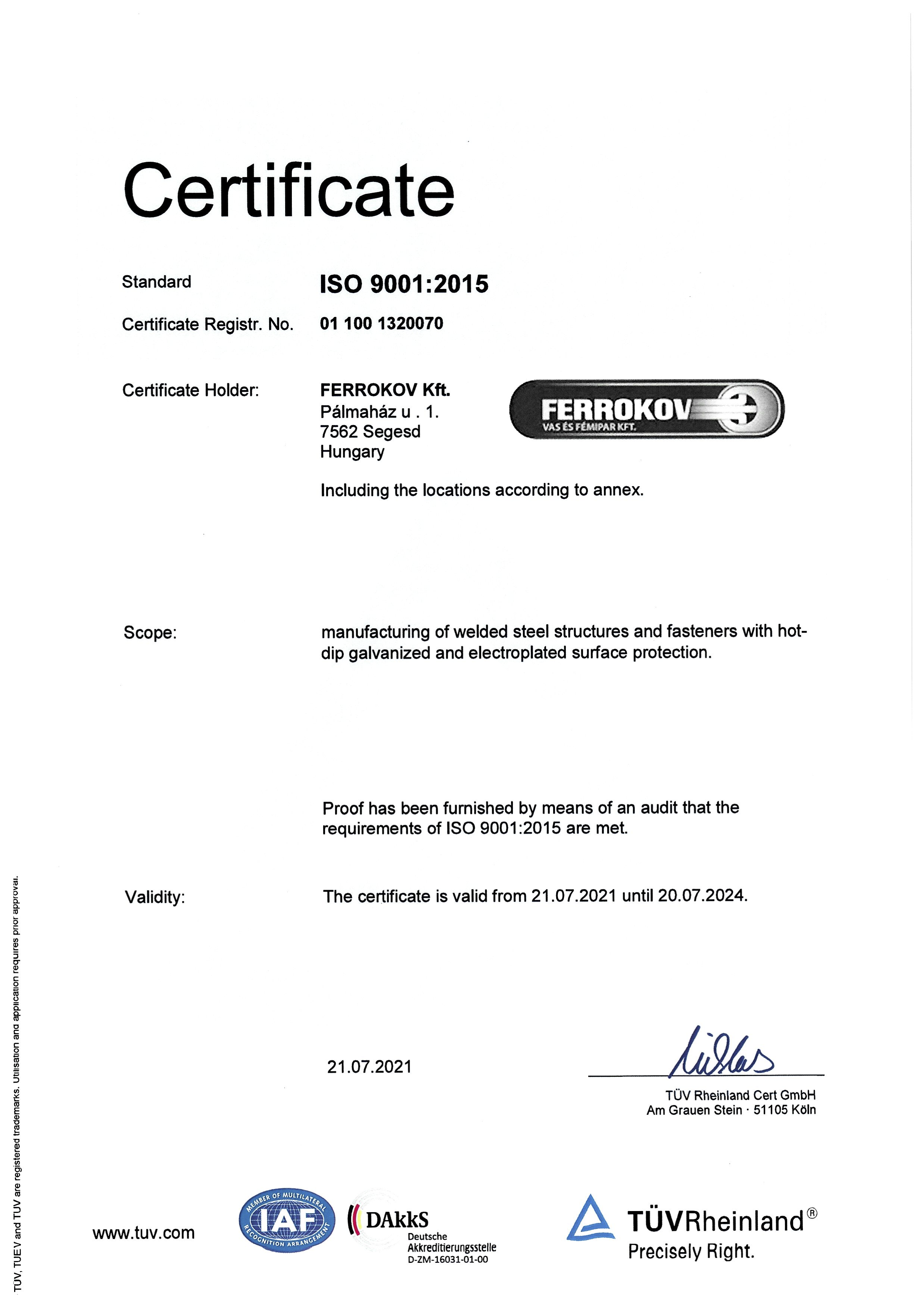 ISO 9001 - Ferrokov